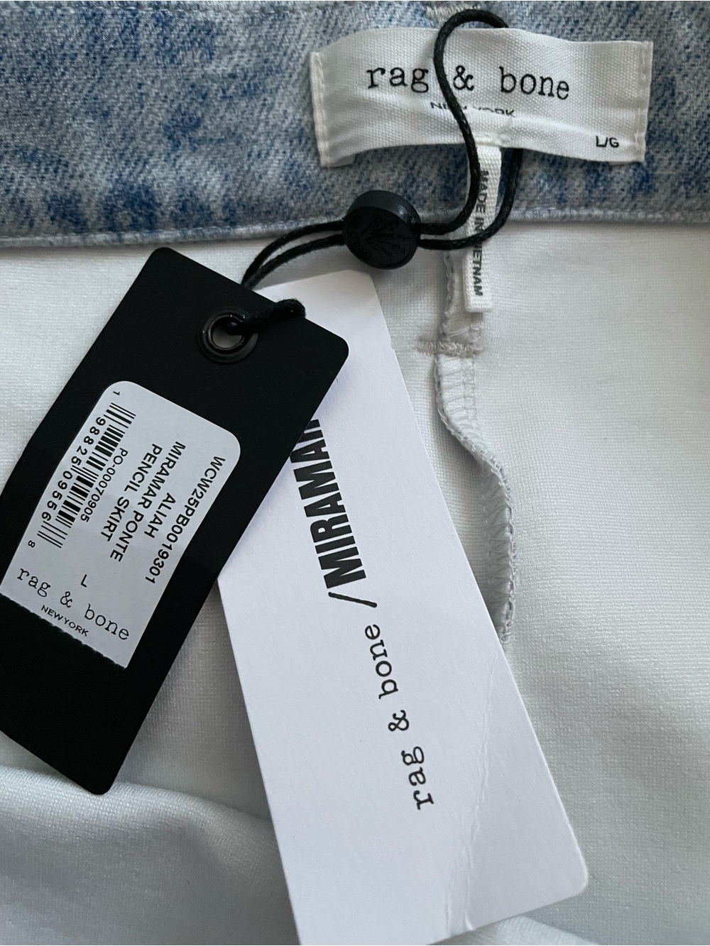 NWT RAG & BONE ($389) Miramar Ponte Pencil Midi Skirt - Aliah Wash - Picture 5 of 9